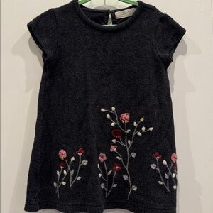 Zara Floral Embroidered Black sweater Dress